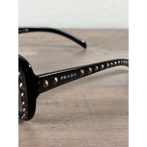 Prada Black Stud Havana Square SPR-30Q-F Women's Sunglasses EUC - Picture 2 of 8